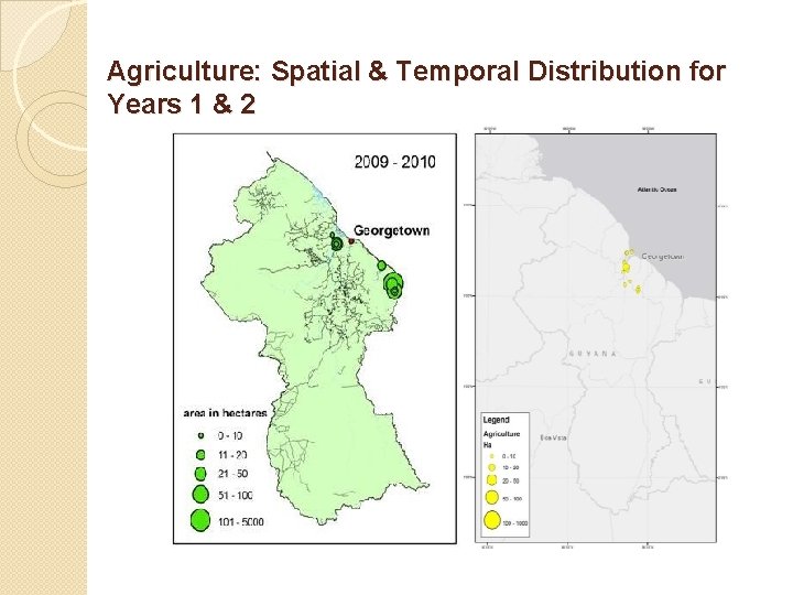 Agriculture: Spatial & Temporal Distribution for Years 1 & 2 