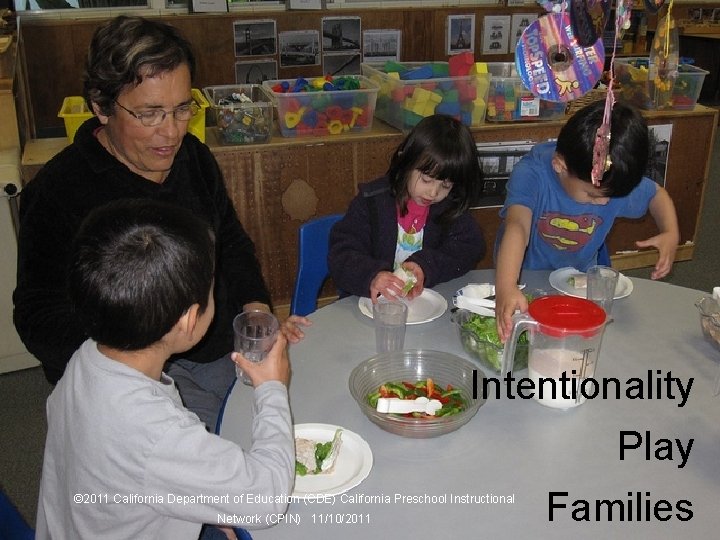 11 Three themes Intentionality Play Families © 2011 California Department of Education (CDE) California