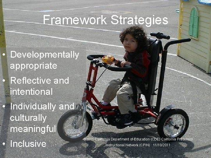 12 Framework Strategies • Developmentally appropriate • Reflective and intentional • Individually and culturally