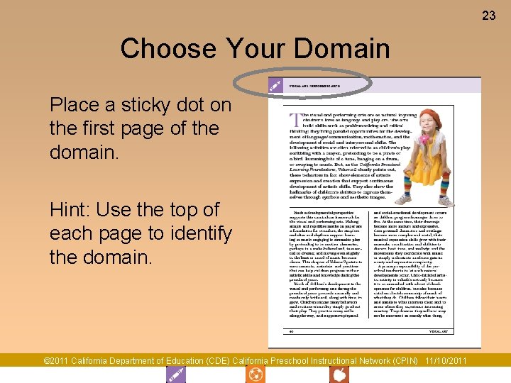 23 Choose Your Domain Place a sticky dot on the first page of the