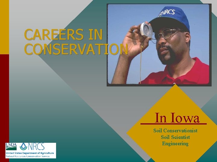 CAREERS IN CONSERVATION In Iowa Soil Conservationist Soil Scientist Engineering 