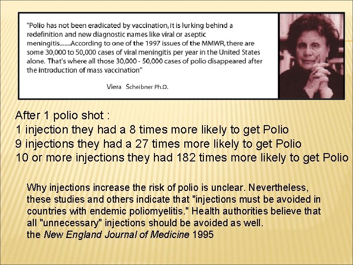 After 1 polio shot : 1 injection they had a 8 times more likely