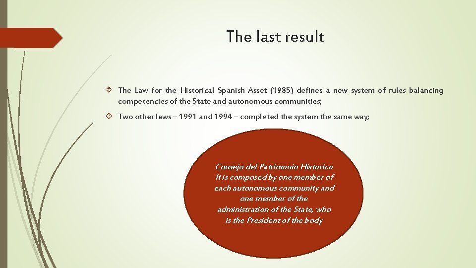 The last result The Law for the Historical Spanish Asset (1985) defines a new