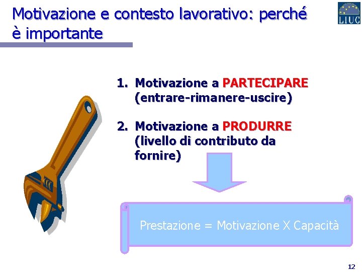 Motivazione e contesto lavorativo: perché è importante 1. Motivazione a PARTECIPARE (entrare-rimanere-uscire) 2. Motivazione