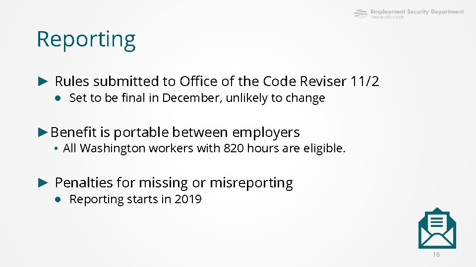 Reporting ► Rules submitted to Office of the Code Reviser 11/2 ● Set to