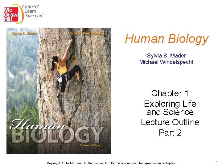 Human Biology Sylvia S. Mader Michael Windelspecht Chapter 1 Exploring Life and Science Lecture