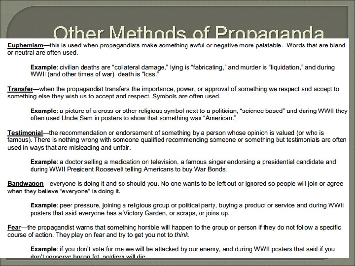 Other Methods of Propaganda 