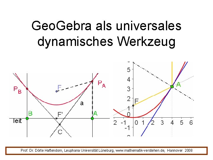 Geo. Gebra als universales dynamisches Werkzeug Prof. Dr. Dörte Haftendorn, Leuphana Universität Lüneburg, www.