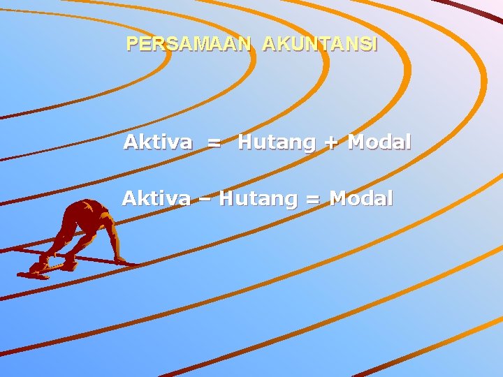 PERSAMAAN AKUNTANSI Aktiva = Hutang + Modal Aktiva – Hutang = Modal PERSAMAAN AKUNTANSI Aktiva = Hutang + Modal Aktiva – Hutang = Modal