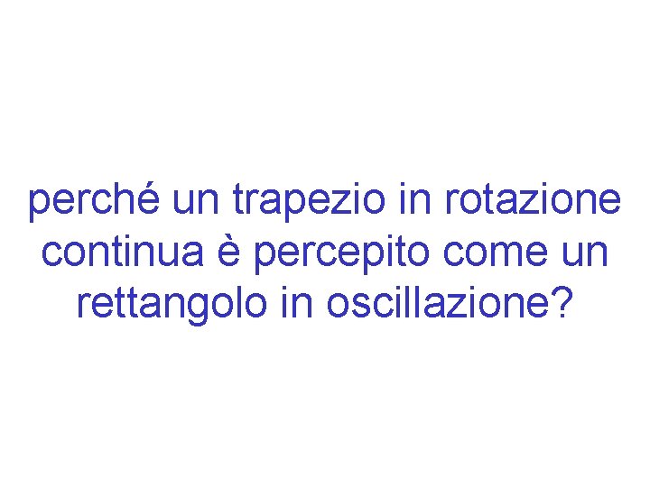 perché un trapezio in rotazione continua è percepito come un rettangolo in oscillazione? 