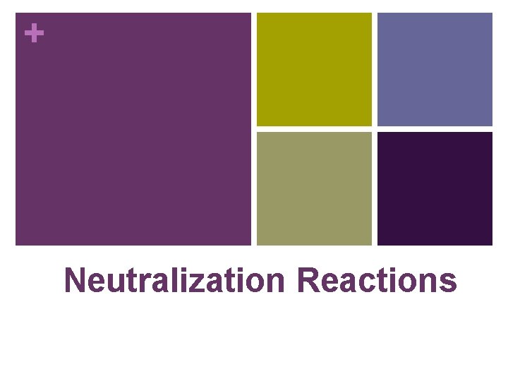 + Neutralization Reactions 