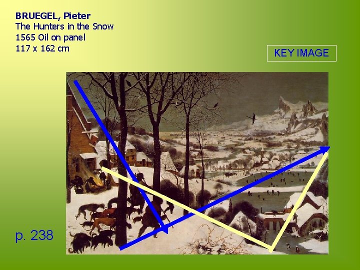 BRUEGEL, Pieter The Hunters in the Snow 1565 Oil on panel 117 x 162