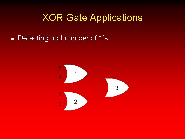 XOR Gate Applications n Detecting odd number of 1’s 