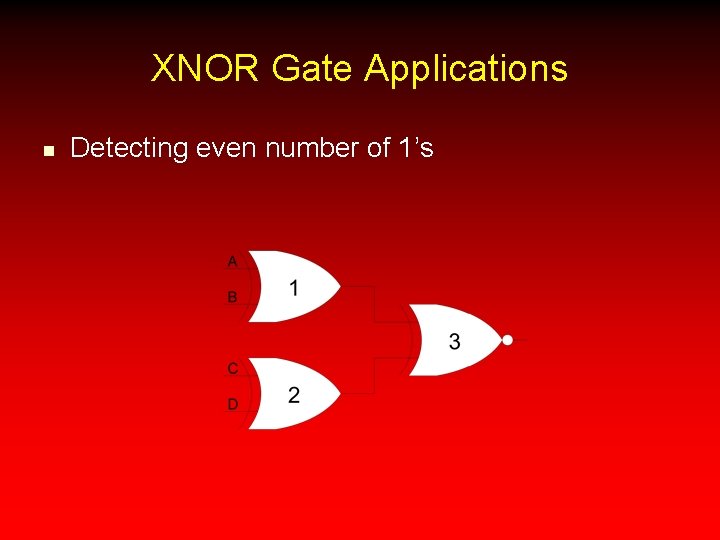 XNOR Gate Applications n Detecting even number of 1’s 