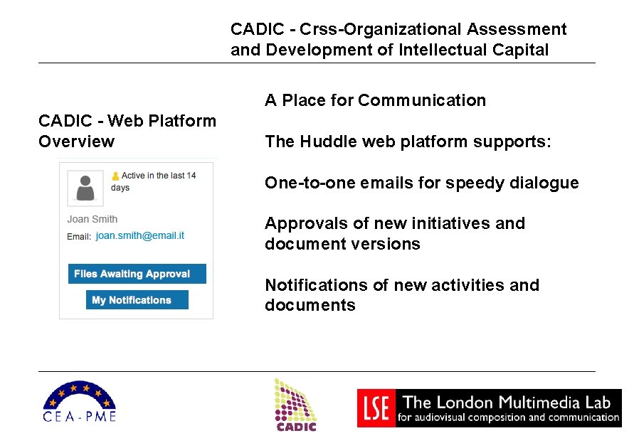 CADIC - Crss-Organizational Assessment and Development of Intellectual Capital A Place for Communication CADIC