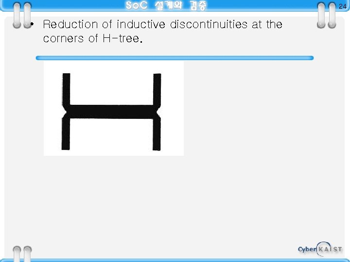 24 • Reduction of inductive discontinuities at the corners of H-tree. 