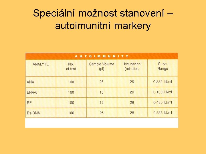 Speciální možnost stanovení – autoimunitní markery 