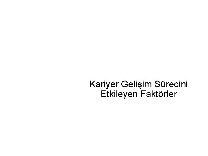 Kariyer Gelişim Sürecini Etkileyen Faktörler Kariyer Gelişim Sürecini Etkileyen Faktörler
