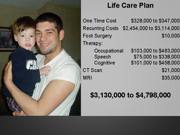 Life Care Plan One Time Cost $328, 000 to $347, 000 Recurring Costs $2, Life Care Plan One Time Cost $328, 000 to $347, 000 Recurring Costs $2,