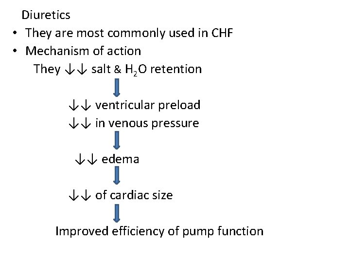 Diuretics • They are most commonly used in CHF • Mechanism of action They