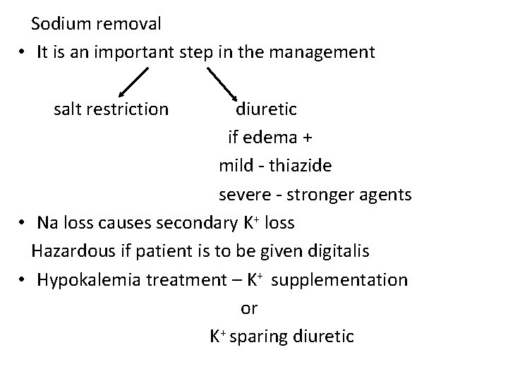 Sodium removal • It is an important step in the management salt restriction diuretic