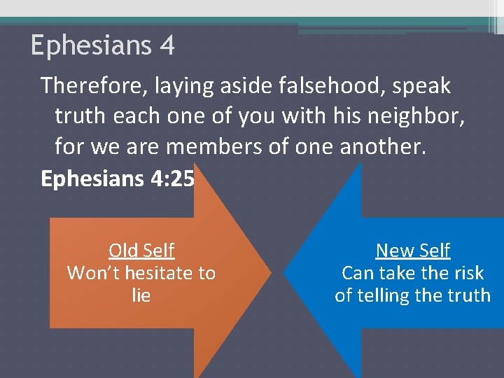 Ephesians 4 Therefore, laying aside falsehood, speak truth each one of you with his