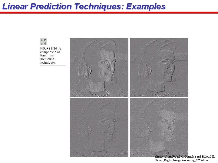 Linear Prediction Techniques: Examples (Images from Rafael C. Gonzalez and Richard E. Wood, Digital