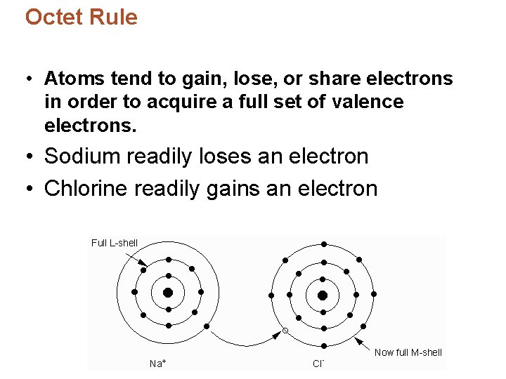 Octet Rule • Atoms tend to gain, lose, or share electrons in order to