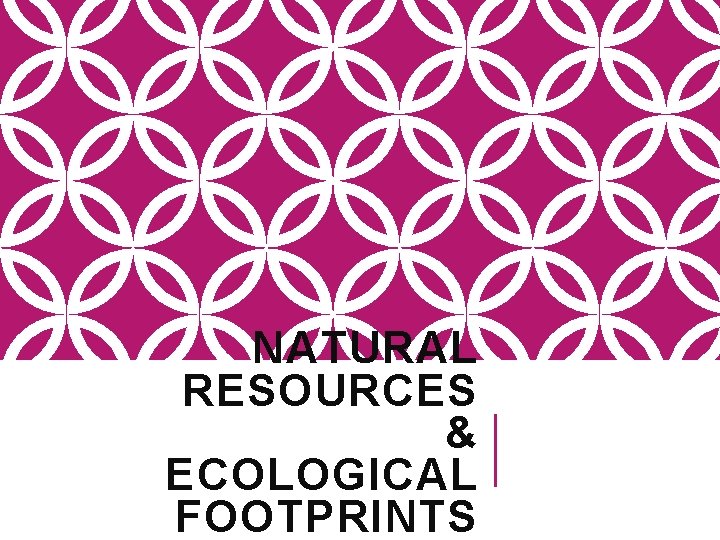 NATURAL RESOURCES & ECOLOGICAL FOOTPRINTS 