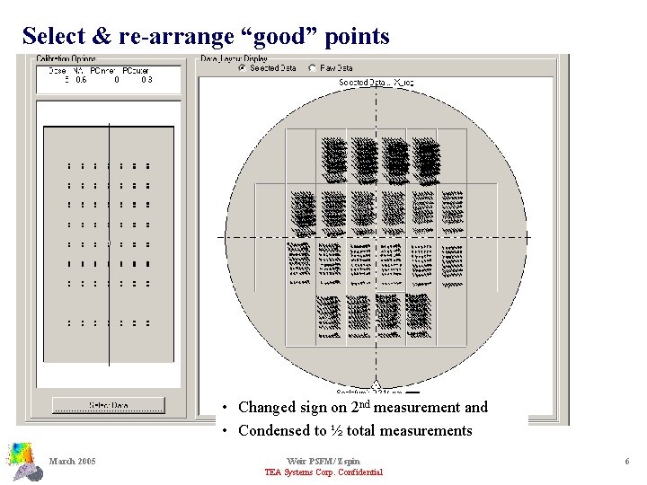 Select & re-arrange “good” points • Changed sign on 2 nd measurement and •