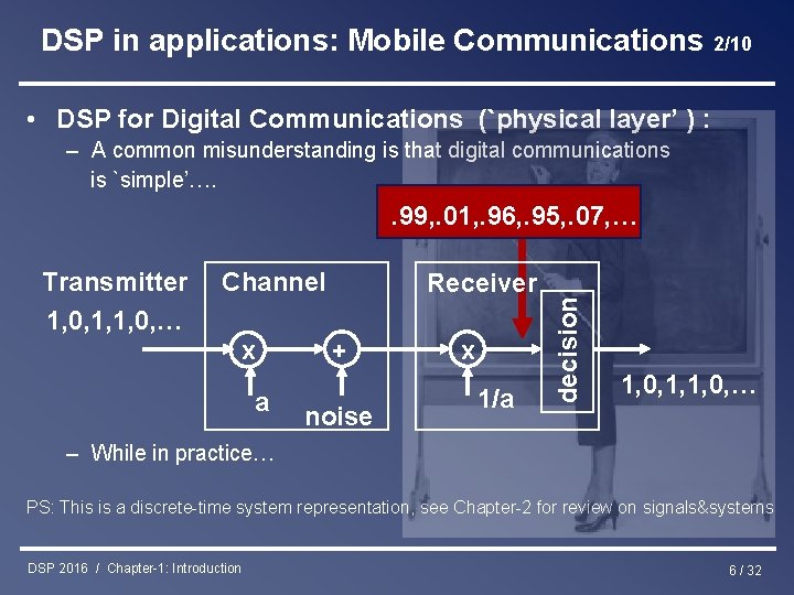 DSP in applications: Mobile Communications 2/10 • DSP for Digital Communications (`physical layer’ )
