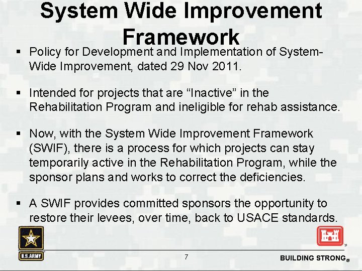 § System Wide Improvement Framework Policy for Development and Implementation of System. Wide Improvement,