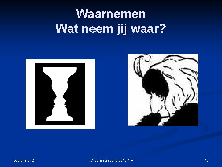 Waarnemen Wat neem jij waar? september 21 TA communicatie 2019 NH 19 