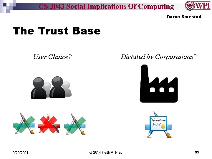 CS 3043 Social Implications Of Computing Doran Smestad The Trust Base User Choice? 9/20/2021
