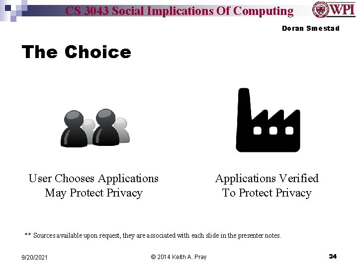 CS 3043 Social Implications Of Computing Doran Smestad The Choice User Chooses Applications May