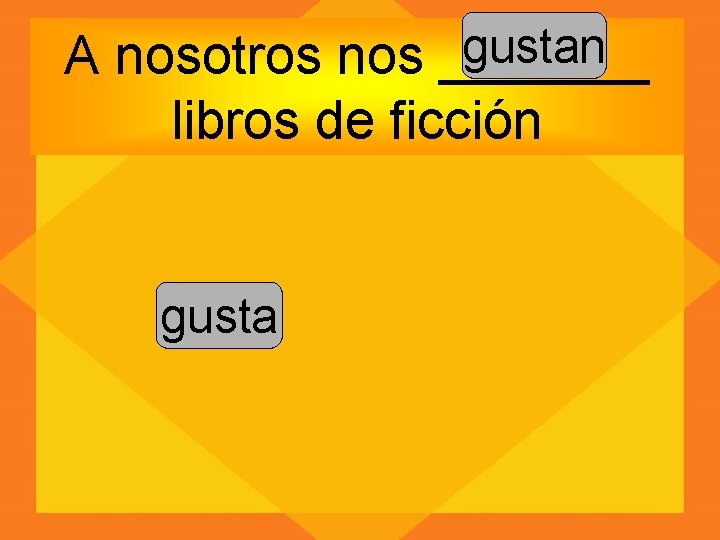 gustan A nosotros nos _______ libros de ficción gusta 