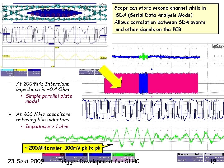 Scope can store second channel while in SDA (Serial Data Analysis Mode) Allows correlation