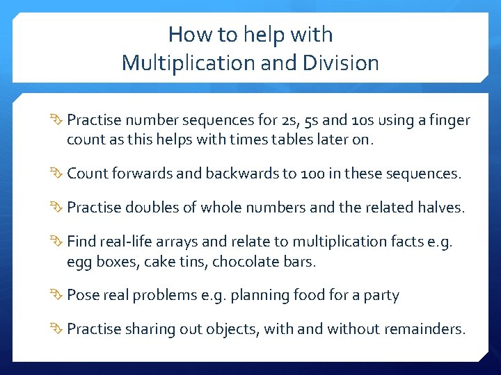 How to help with Multiplication and Division Practise number sequences for 2 s, 5