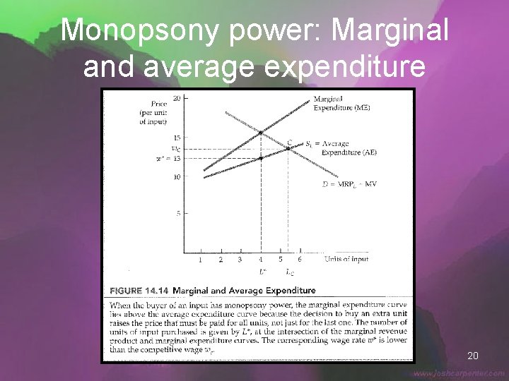 Monopsony power: Marginal and average expenditure 20 