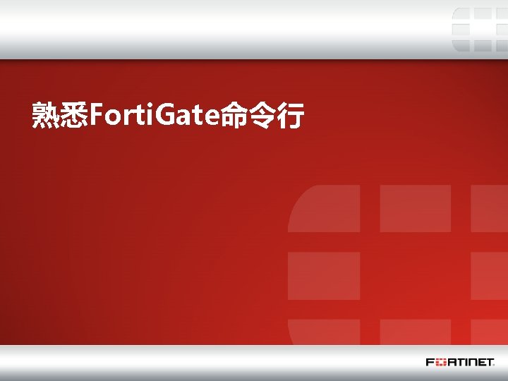 熟悉Forti. Gate命令行 * Fortinet Confidential 