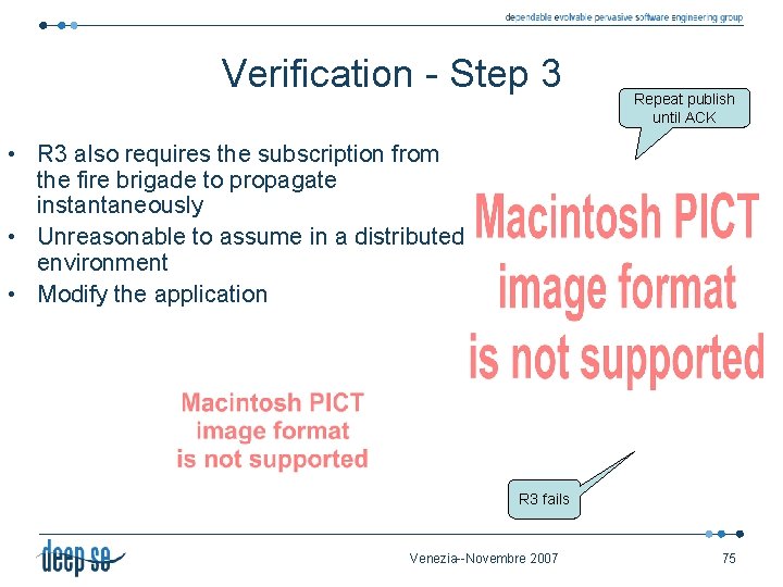 Verification - Step 3 Repeat publish until ACK • R 3 also requires the