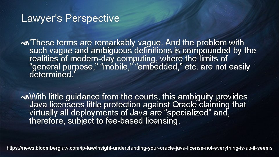 Lawyer's Perspective 'These terms are remarkably vague. And the problem with such vague and Lawyer's Perspective 'These terms are remarkably vague. And the problem with such vague and