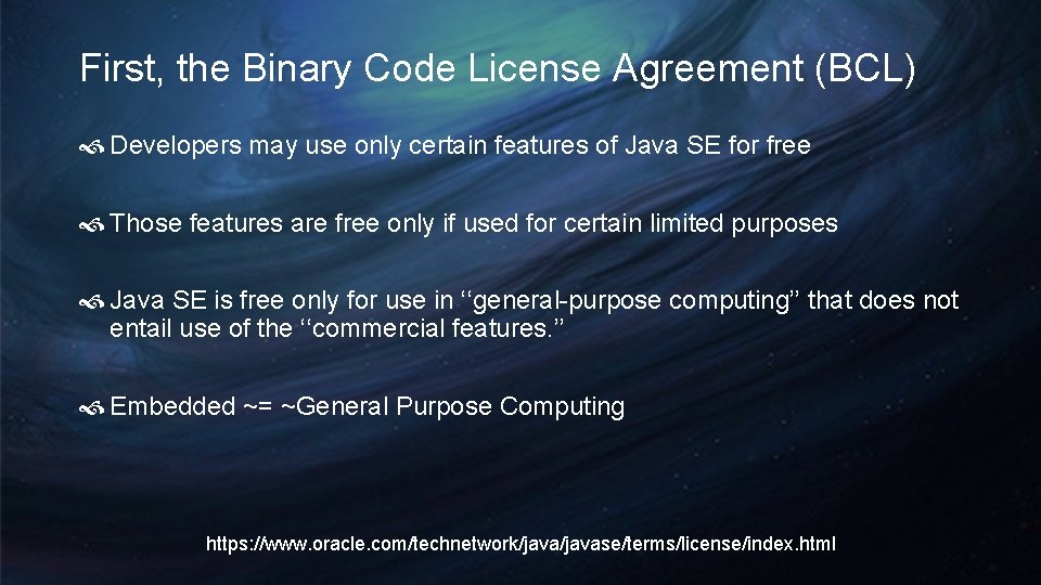 First, the Binary Code License Agreement (BCL) Developers may use only certain features of First, the Binary Code License Agreement (BCL) Developers may use only certain features of