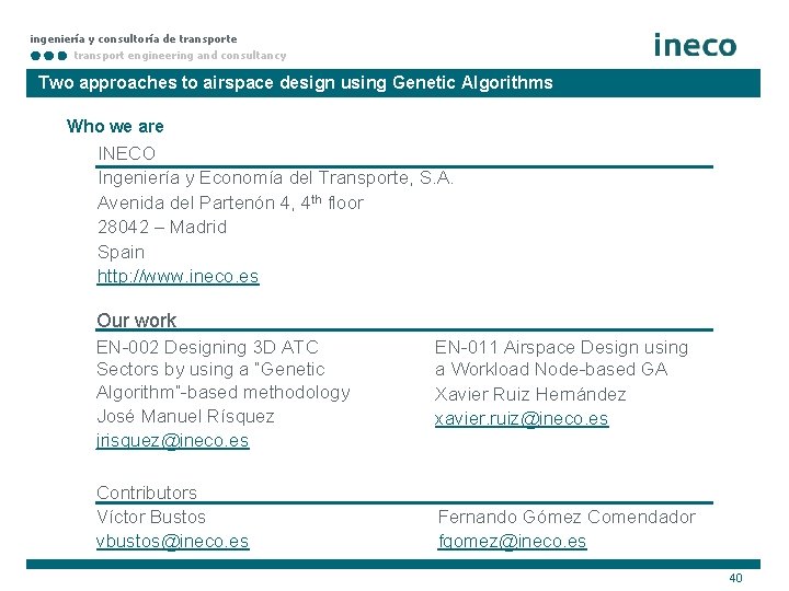 ingeniería y consultoría de transport engineering and consultancy Two approaches to airspace design using