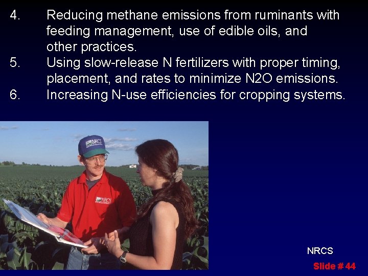 4. 5. 6. Reducing methane emissions from ruminants with feeding management, use of edible