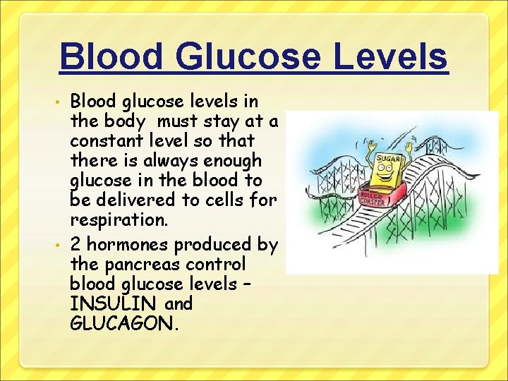 Blood Glucose Levels Blood glucose levels in the body must stay at a constant