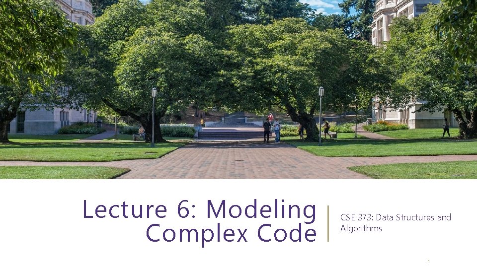 Lecture 6: Modeling Complex Code CSE 373: Data Structures and Algorithms 1 Lecture 6: Modeling Complex Code CSE 373: Data Structures and Algorithms 1