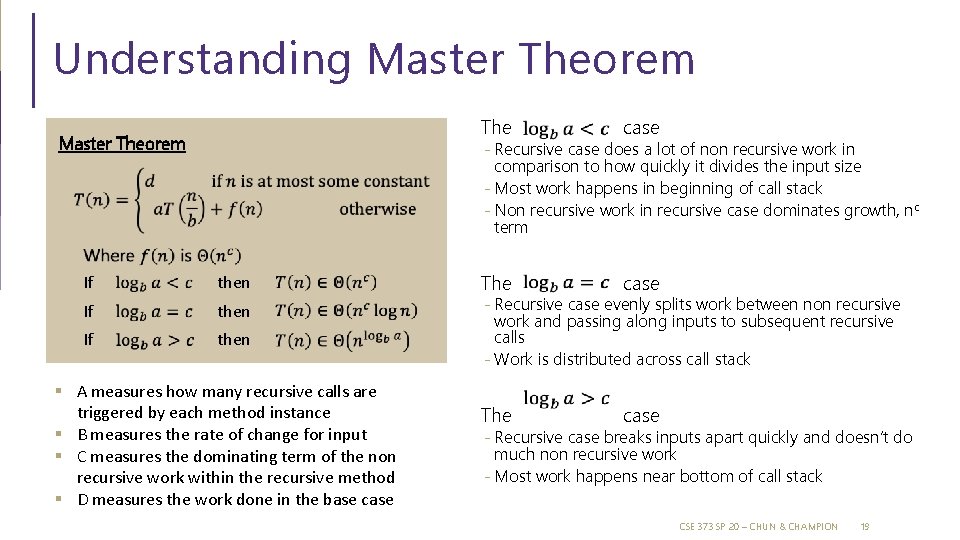 Understanding Master Theorem The case - Recursive case does a lot of non recursive Understanding Master Theorem The case - Recursive case does a lot of non recursive