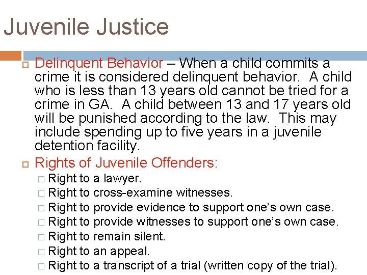 Juvenile Justice Delinquent Behavior – When a child commits a crime it is considered