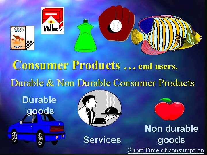 Consumer Products … end users. Durable & Non Durable Consumer Products Durable goods Services